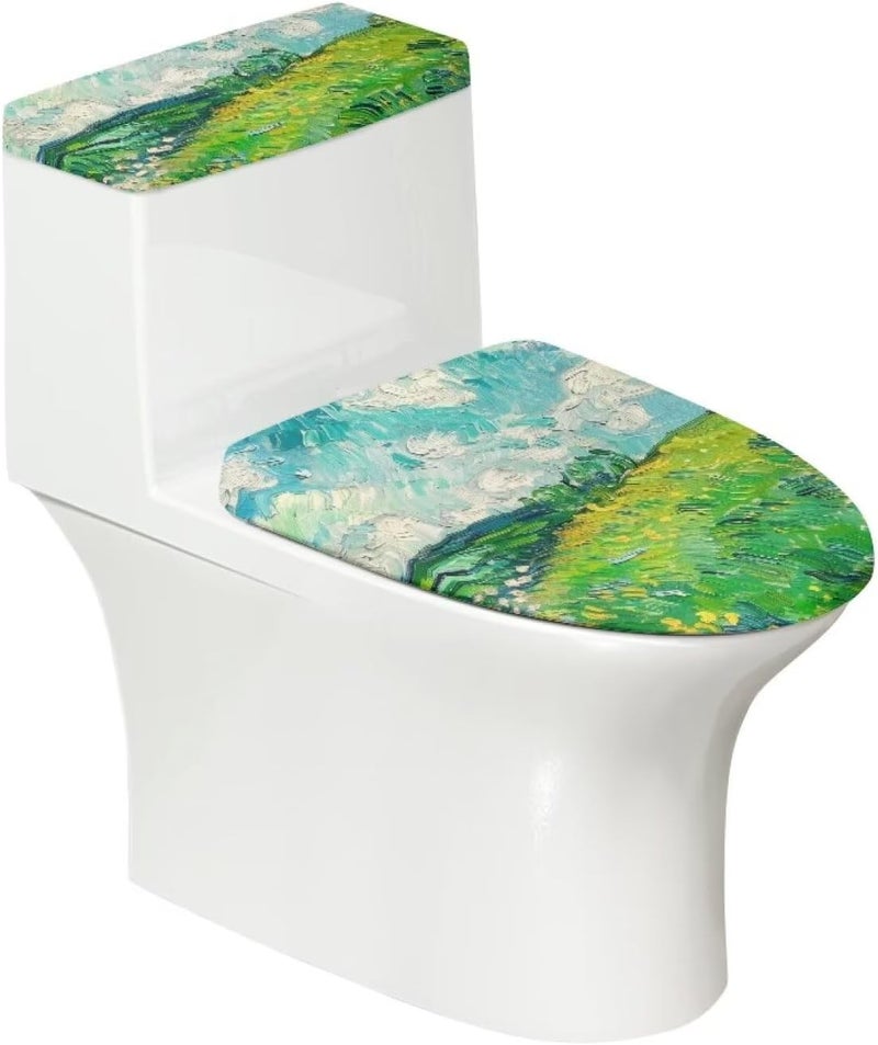 Flashideas Van Gogh Wheatfield Toilet Lid Cover and Toilet Tank Cover Soft Plush Seat Covers Tank Lip Covers Seat Covers Fits Most Lids for Accessories Decor Machine Washable - Image 1